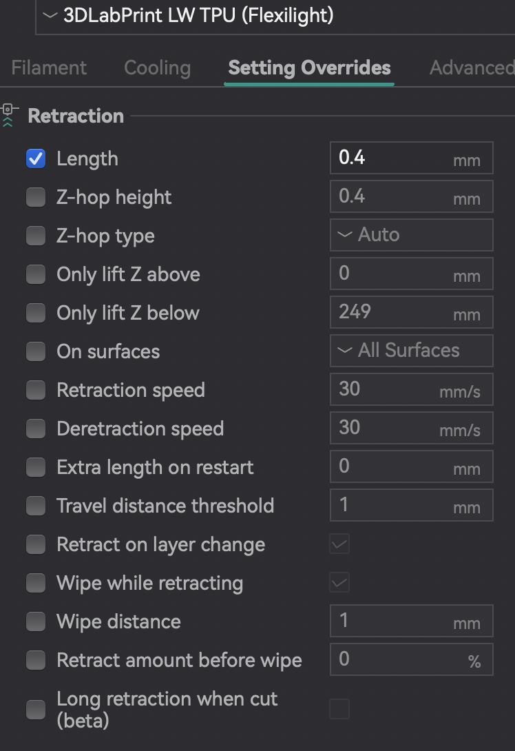 tpu filament settings 2